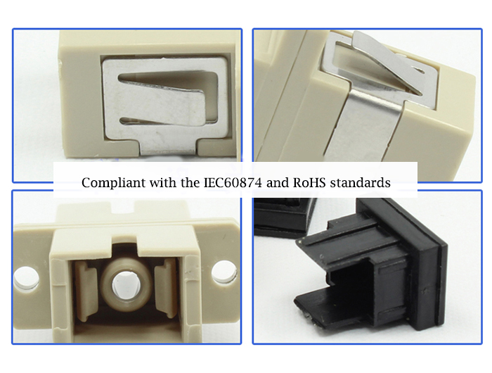 Multimode Singal Core Fiber Optic Adapter SC Beige Plastic Flange